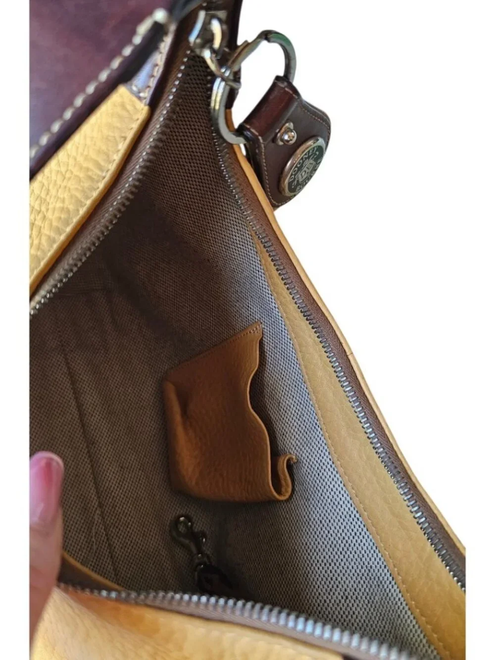 Vintage Dooney & Bourke Pebbled Leather Crescent Hobo Bag Yellow Y2K